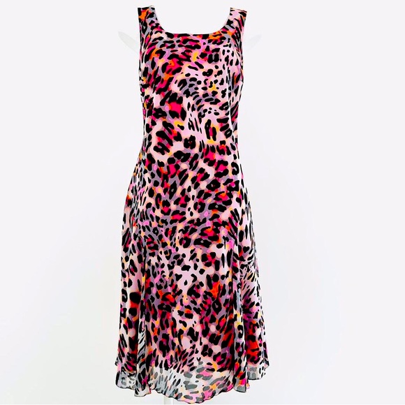 per una Dresses & Skirts - Per Una Womens Midi Dress UK16 Multicolour Leopard Print Y2k bias cut dress M&S